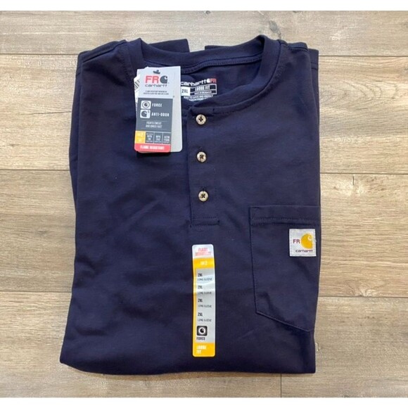 Carhartt Other - Carhartt Force FR Mens XXL Navy Blue Flame Resistant Long Sleeve Cat2 Pocket